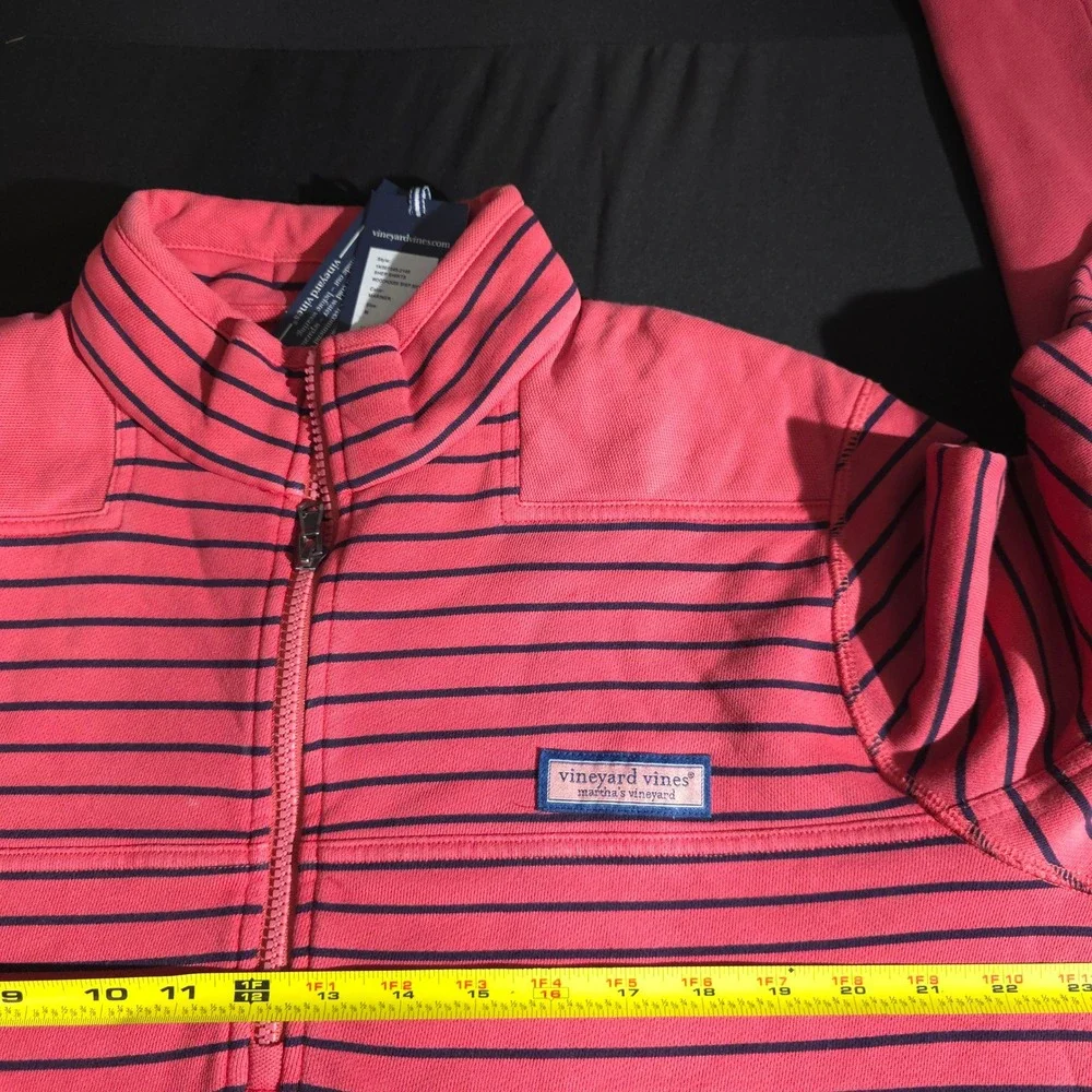 Vineyard Vines Woodhouse Shep Shirt Mens Medium Mariner Pink Striped Quarter Zip